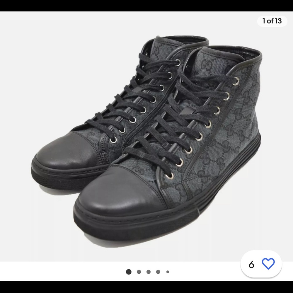 Authentic Gucci canvas hi top sneaker Men’s Lace Up